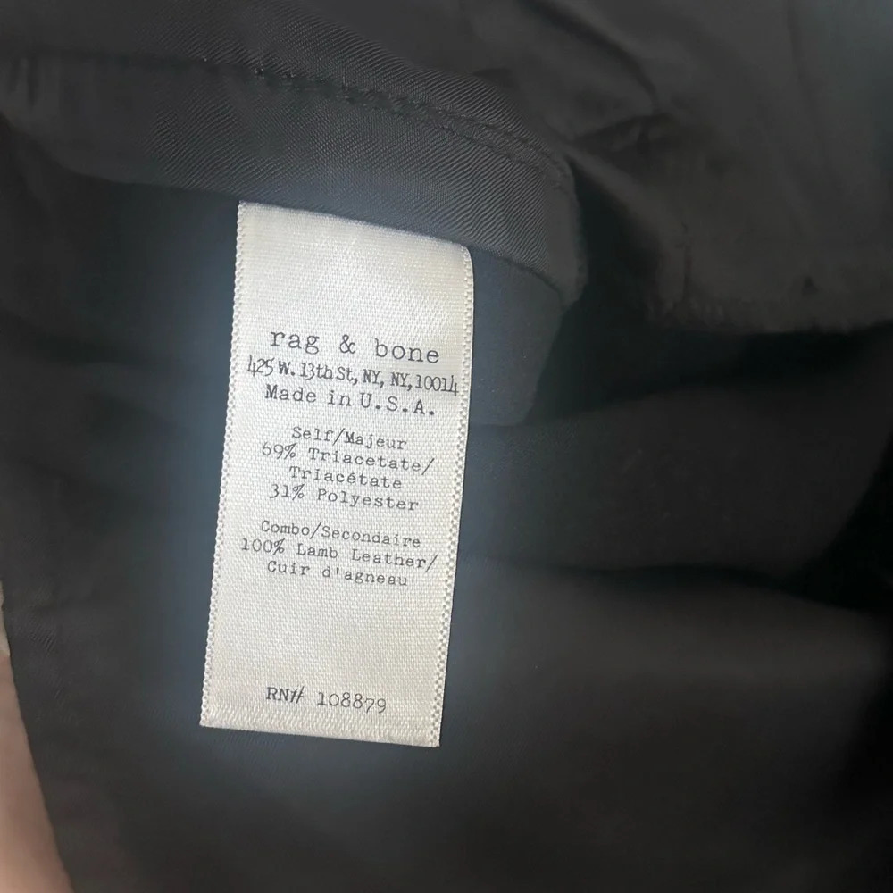 Rag & Bone Leather Trim Black Trouser Shorts Size 4 - Picture 7 of 8